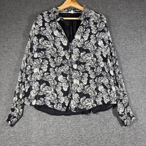 Pilcro Black and White Floral Blouse